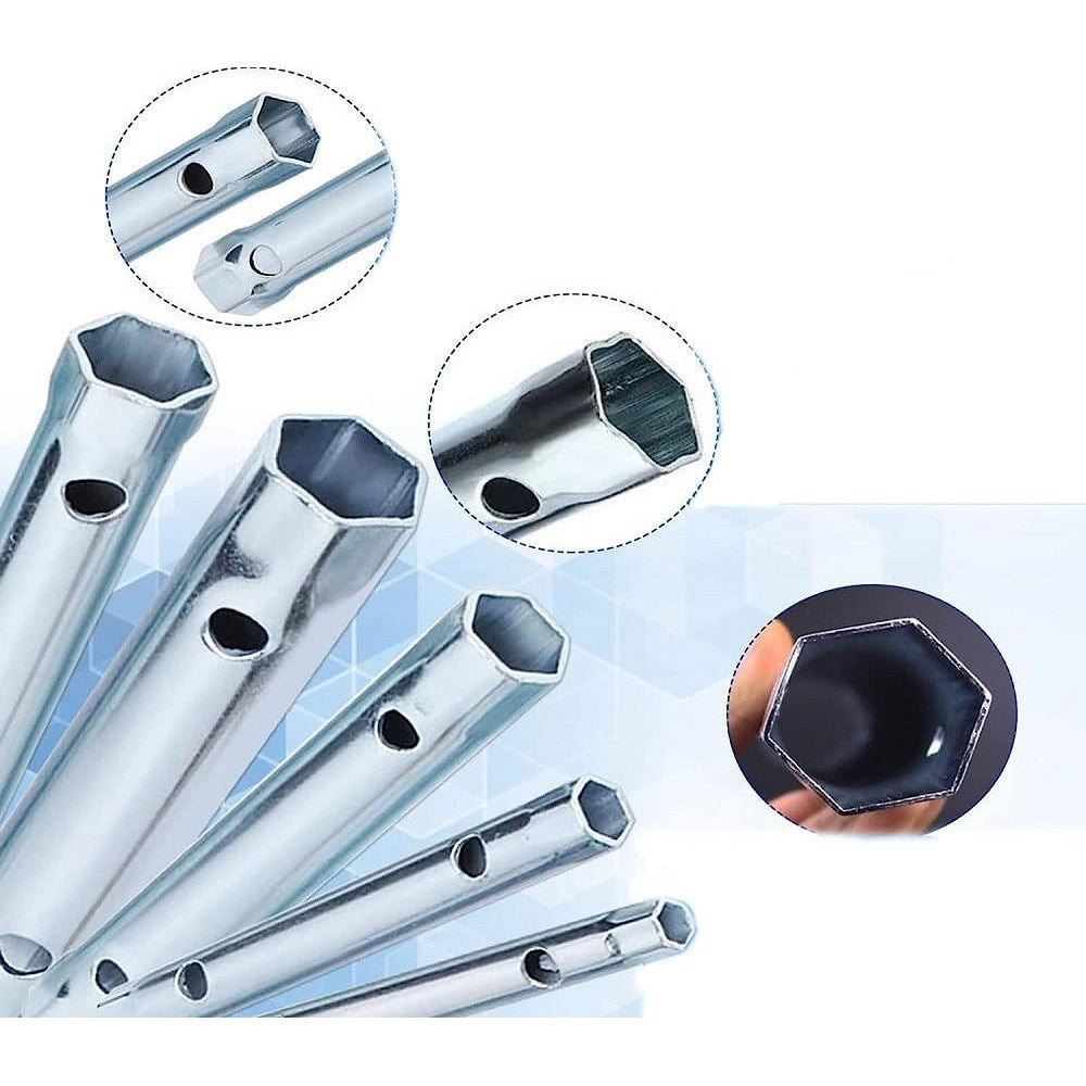 Trade Shop - Set Chiavi A Tubo 6-22mm Esagonali 10pz Chiavini Tubolari Leva A T Idraulica -