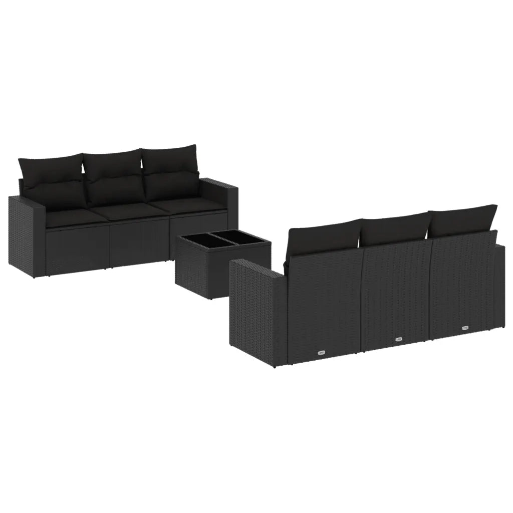 Set Divani da Giardino con Cuscini 7pz Nero Polyrattancod mxl 87483