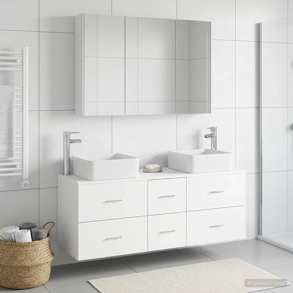 Set di mobili per il bagno 4 pcs Bianco 3406783