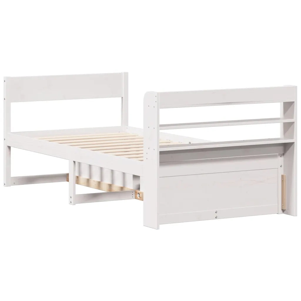 Letto senza Materasso-Struttura Letto Bianco 90x200 cm Legno Massello di Pino 171745