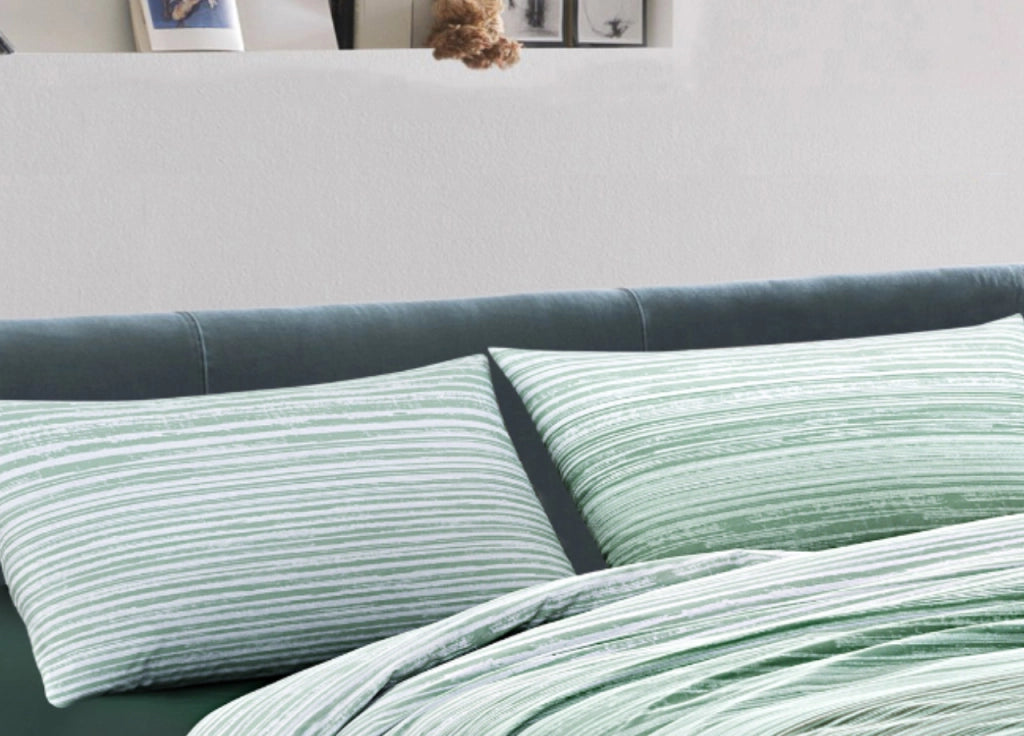 Completo Lenzuola Letto 100% Cotone Made In Italy Disegno Padel - Matrimoniale - Verde