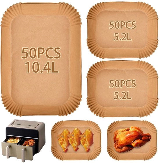 150 pezzi di carta per Airfryer 5,2L-10,4L, carta per Airfryer BPA libera, con angoli retti, carta per Airfryer con antiaffissivo, carta per Airfryer da gettare compatibile con Ninja FlexDrawer, carta per Airfryer.