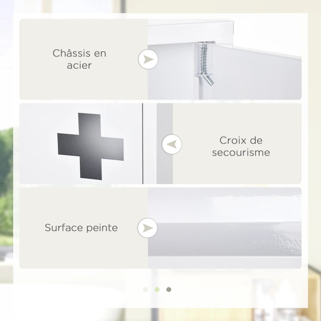 Armadietto da muro 2 ripiani 3 livelli con porta magnetica ¨C zephmum ¨C 30x12x60 cm bianco