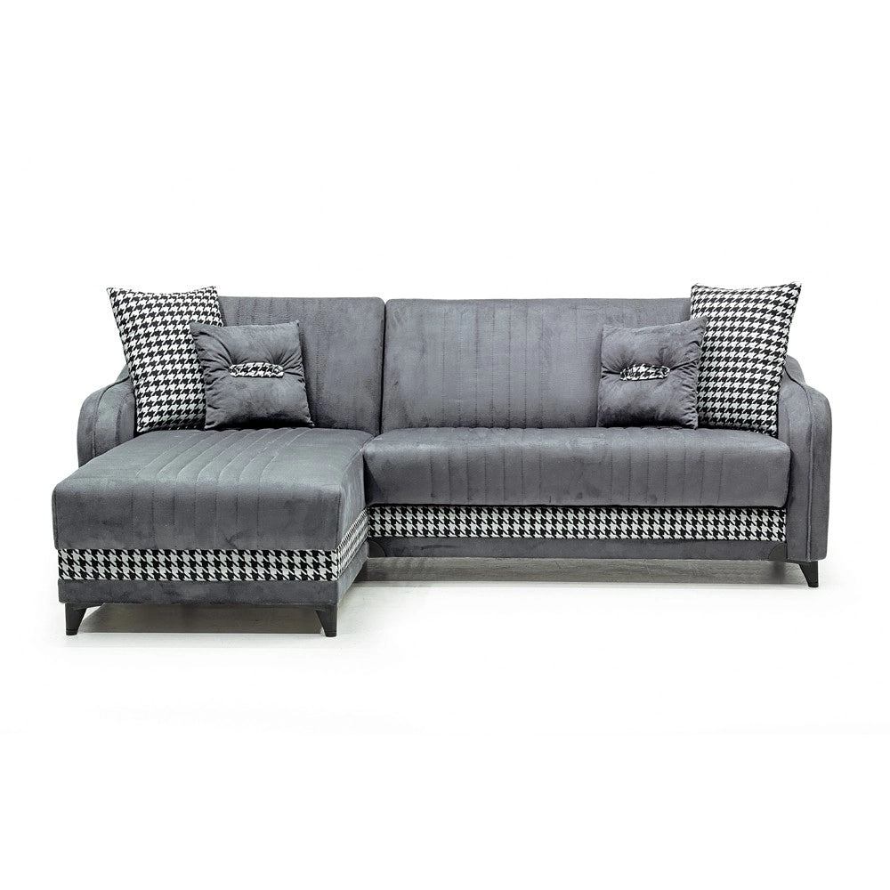 Divano con penisola contenitore reversibile 246x138x92 H Laos colore grigio