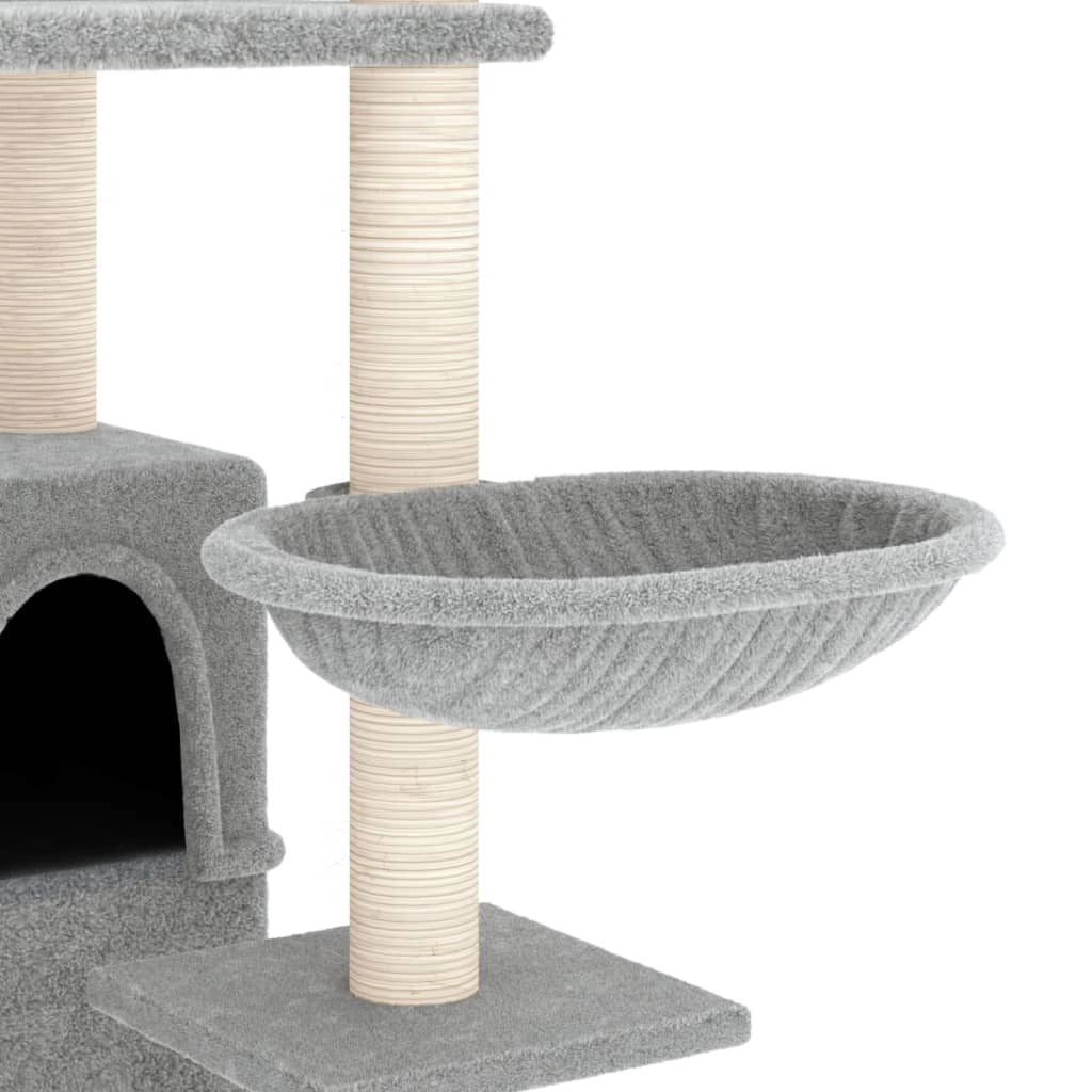 Tiragraffi per gatti torre per arrampicata giocattolo piattaforma per arrampicata con tiragraffi in sisal leggero 175 cm grigio 02_0022591