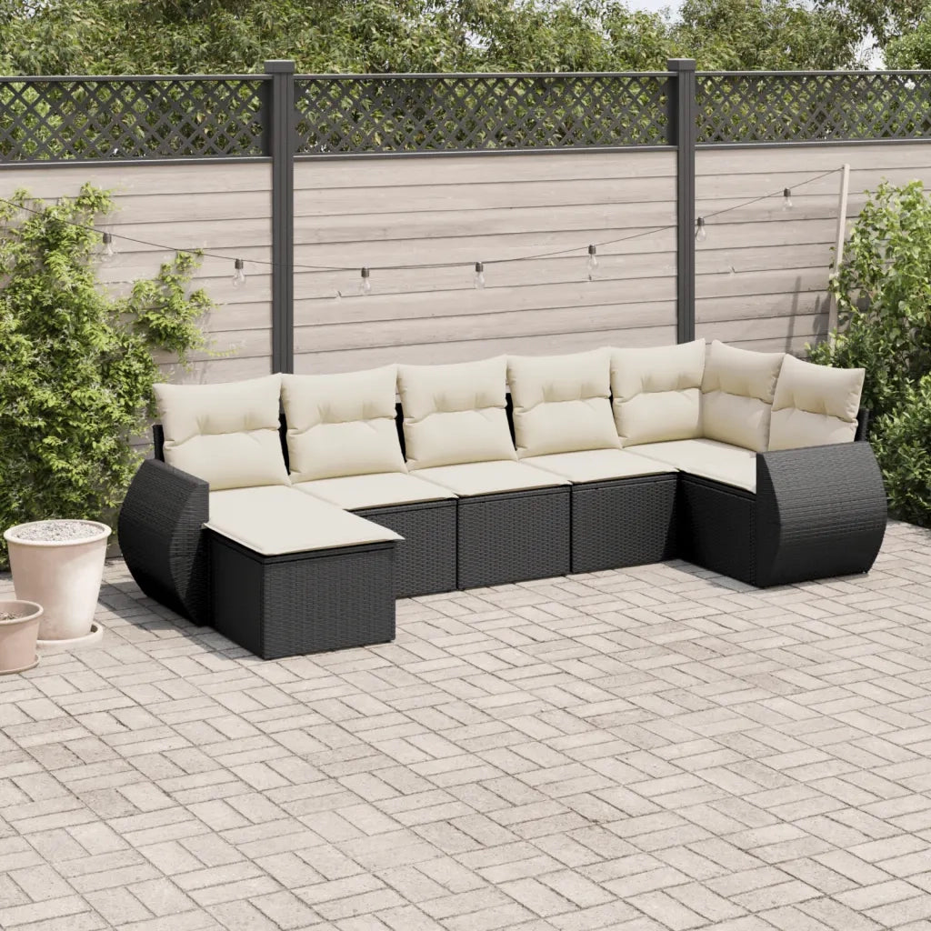 Set Divani da Giardino con Cuscini 7pz Nero Polyrattan 3221675