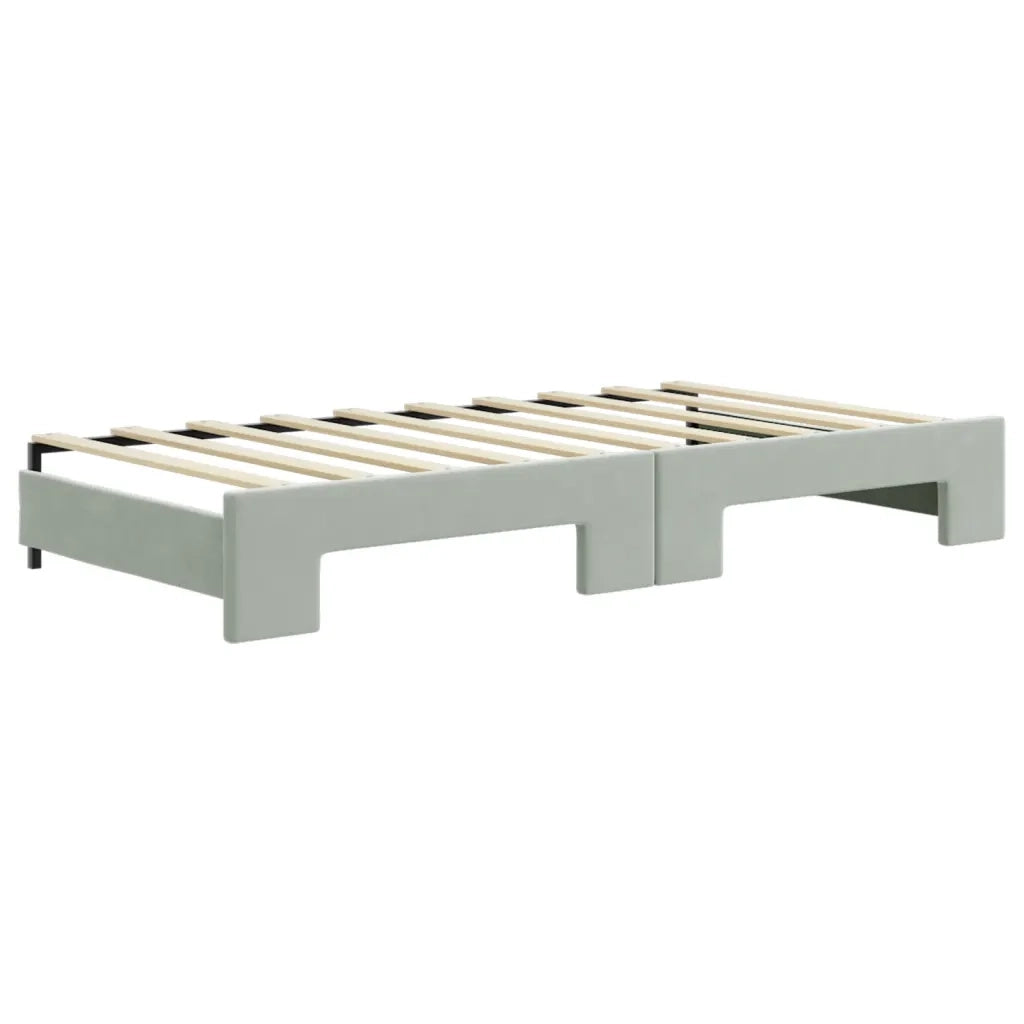 Divano Letto Estraibile Cassetti Grigio Chiaro 90x190cm Velluto 3196752