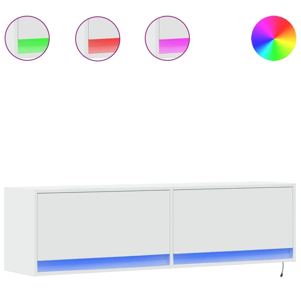 Mobile TV multimediale scaffale TV credenza mobile TV sala da pranzo soggiorno camera da letto mobile da parete con luci LED 140 x 31 x 38 cm bianco 02_0027865