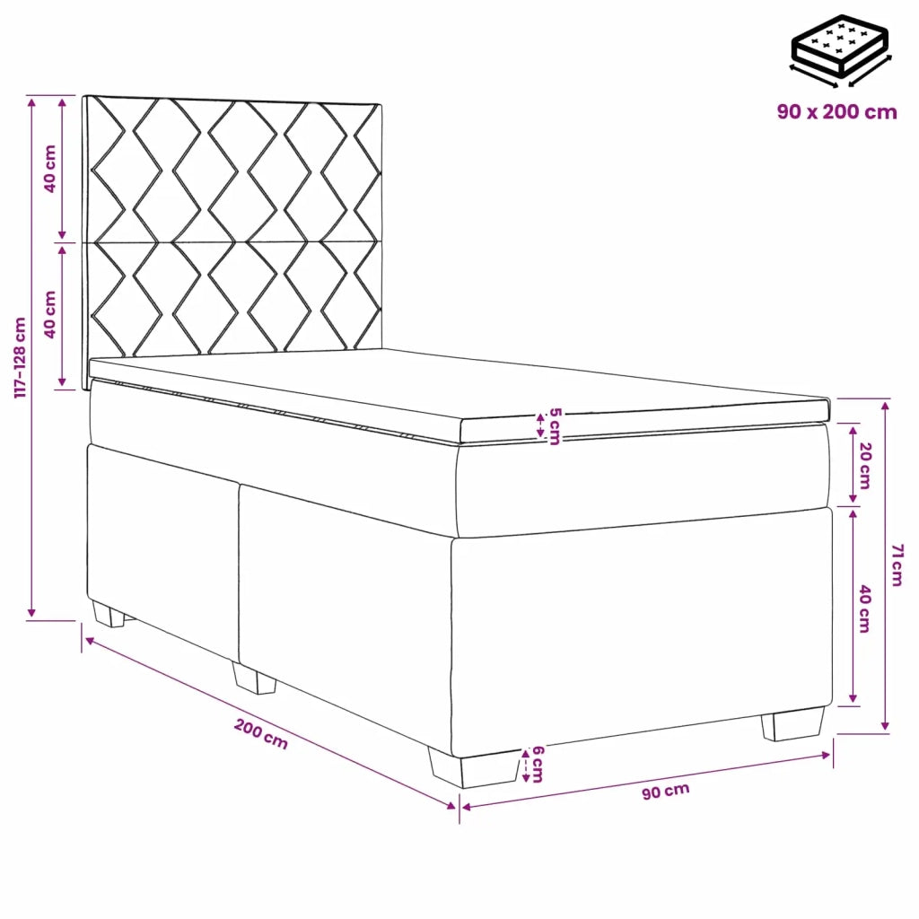 Letto box spring con materasso Verde Scuro 90 x 200 cm Velluto 3453575