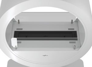 Camino a Bioetanolo da Pavimento 72,5x100x37,5 cm Incyrcle 2Side Stand Bianco con Vetro