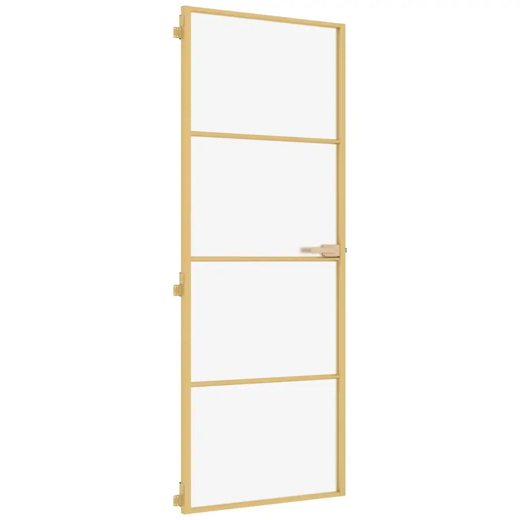 Porta Interni Sottile Oro 76x201,5cm Vetro Temperato Alluminio 155136