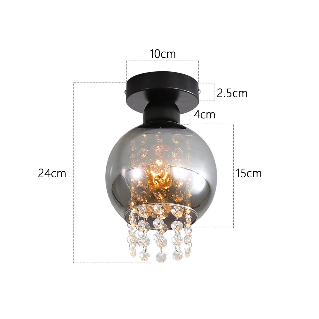 ZMH Lampada da soffitto plafoniera moderna vetro grigio fumo E27 per camera letto corridoio