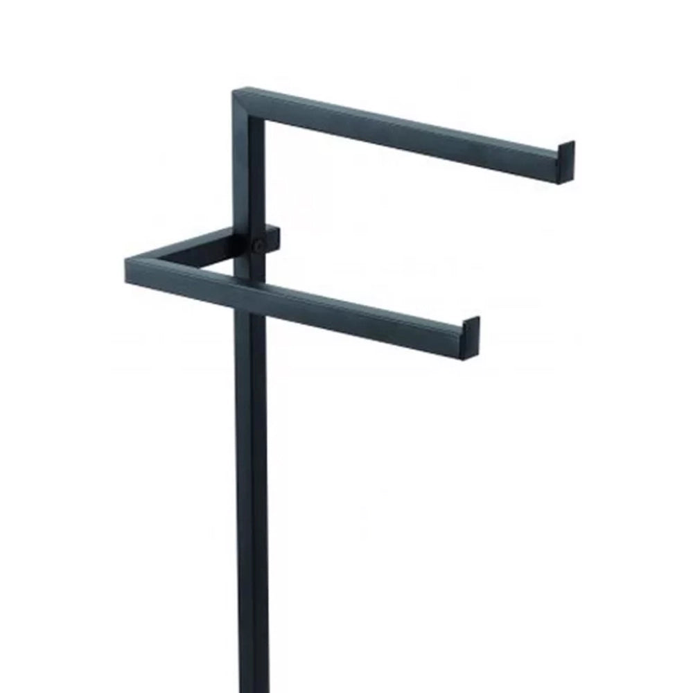 PIANTANA PORTA ASCIUGAMANI BAGNO DOPPIA BASE VETRO FULL NERA 20x28xh.86,5cm FERIDRAS 810014