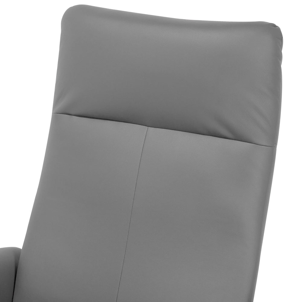 Poltrona reclinabile in ecopelle nera regolabile con base in metallo grigio poggiapiedi estraibile con schienale alto