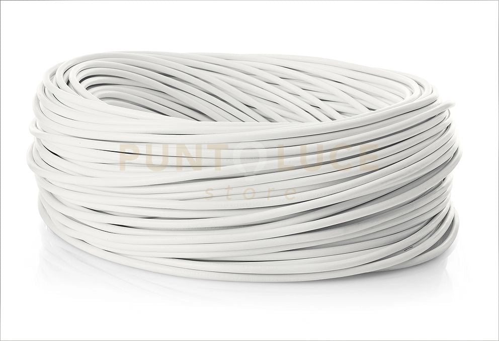 Rolla 50 mt cavo elettrico 2x0,75 mm rivestito in tessuto bianca
