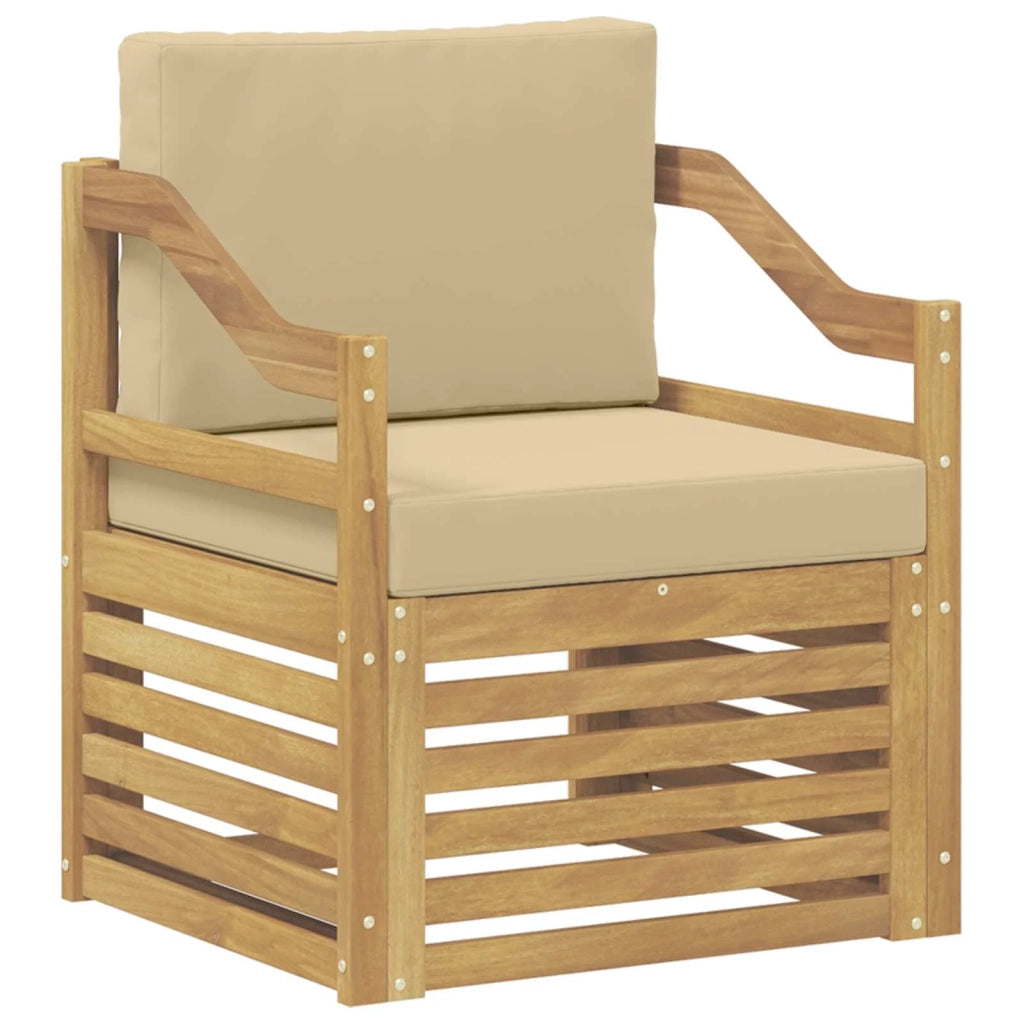 Divano da esterno-Divano da Giardino Poliestere Bianco e beige 657194