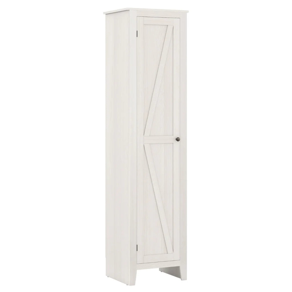 Mobiletto portaoggetti stretto 43 x 39,5 x 183 cm con 4 ripiani design elegante e finitura in MDF bianco 20_0010247