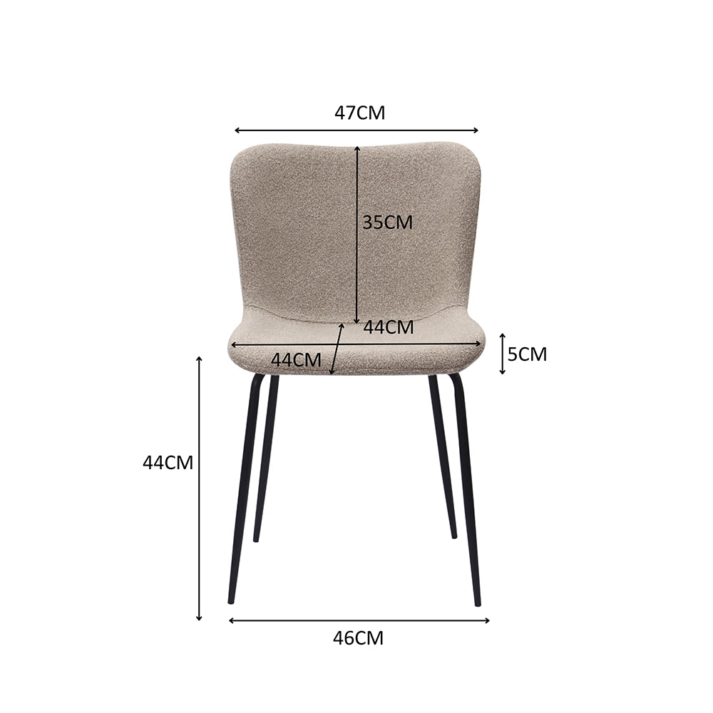 Sedie da pranzo moderne - Xylo - Schienale alto arrotondato, rivestimento in tessuto e gambe in metallo (3 colori)