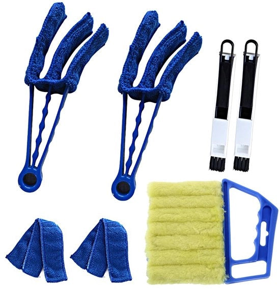 Set di pennelli per pulire le persiane 7 pezzi - Pennello per pulire le persiane - Fibra microfibra - Pulizia efficace - Maneggevole - Adatto a tutte le persiane - Pennello per pulire le persiane