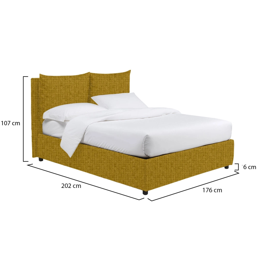 Formby, Letto Matrimoniale Sfoderabile Made in Italy, Giallo Ocra