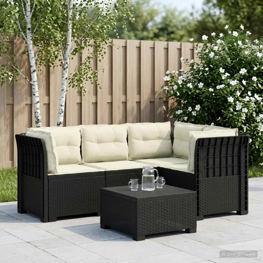 Divano da Giardino 4 Posti con Cuscini Aspetto Rattan PP 3443978