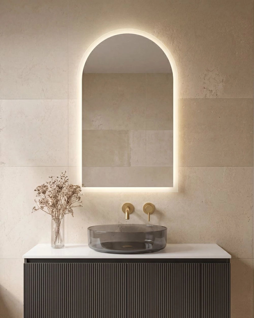 Specchio a LED da parete senza contatto, 100 x 60 cm, moderno e contemporaneo, per bagno, trucco e camera da letto