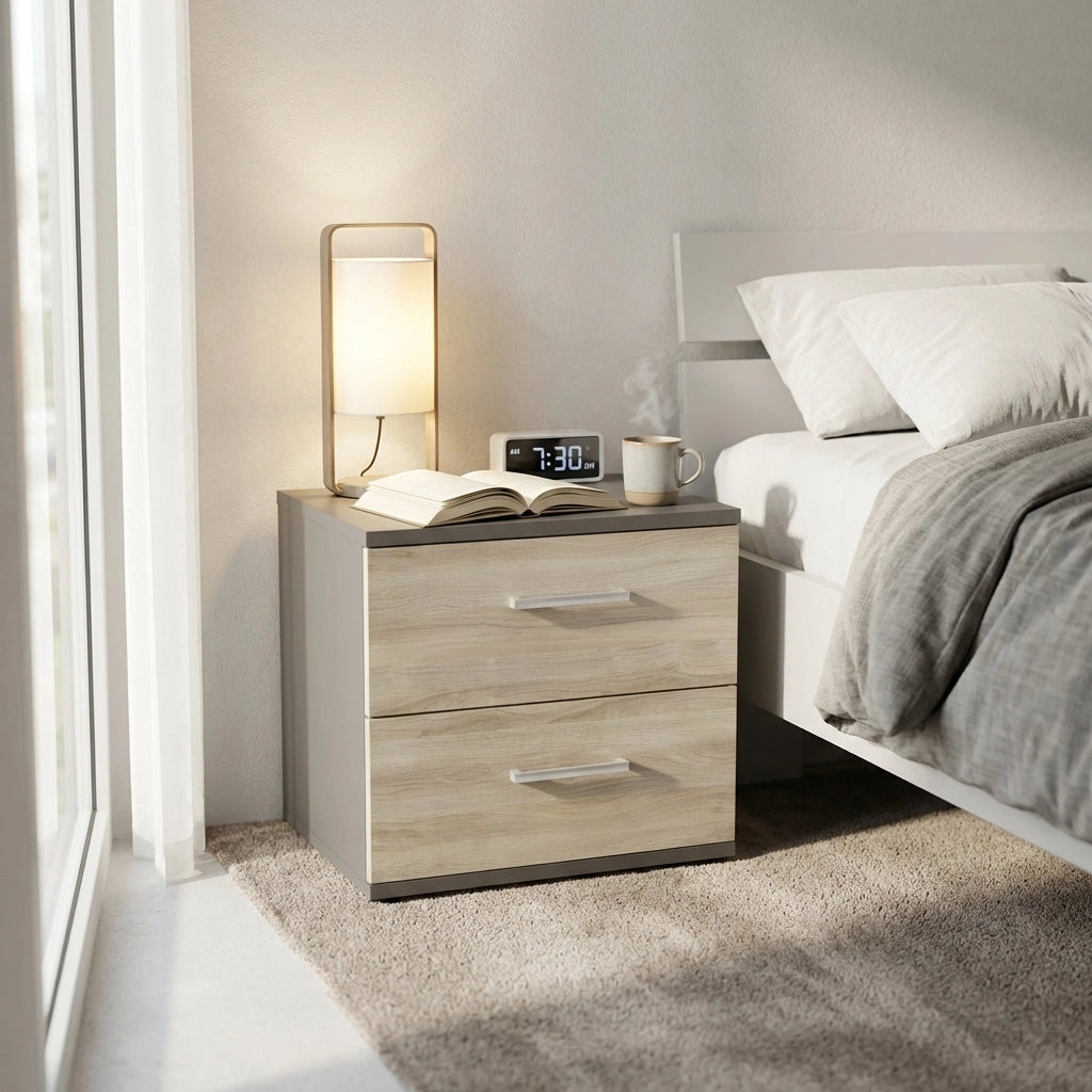 Comodino 2 cassetti Moderno in Legno Composito cm 44 4x33x40 - SPIKE