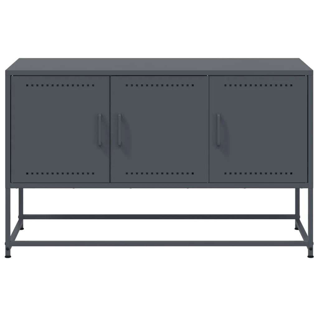 Mobile TV multimediale scaffale TV credenza mobile TV sala da pranzo soggiorno camera da letto antracite 100,5 x 39 x 60,5 cm acciaio antracite 02_0026385