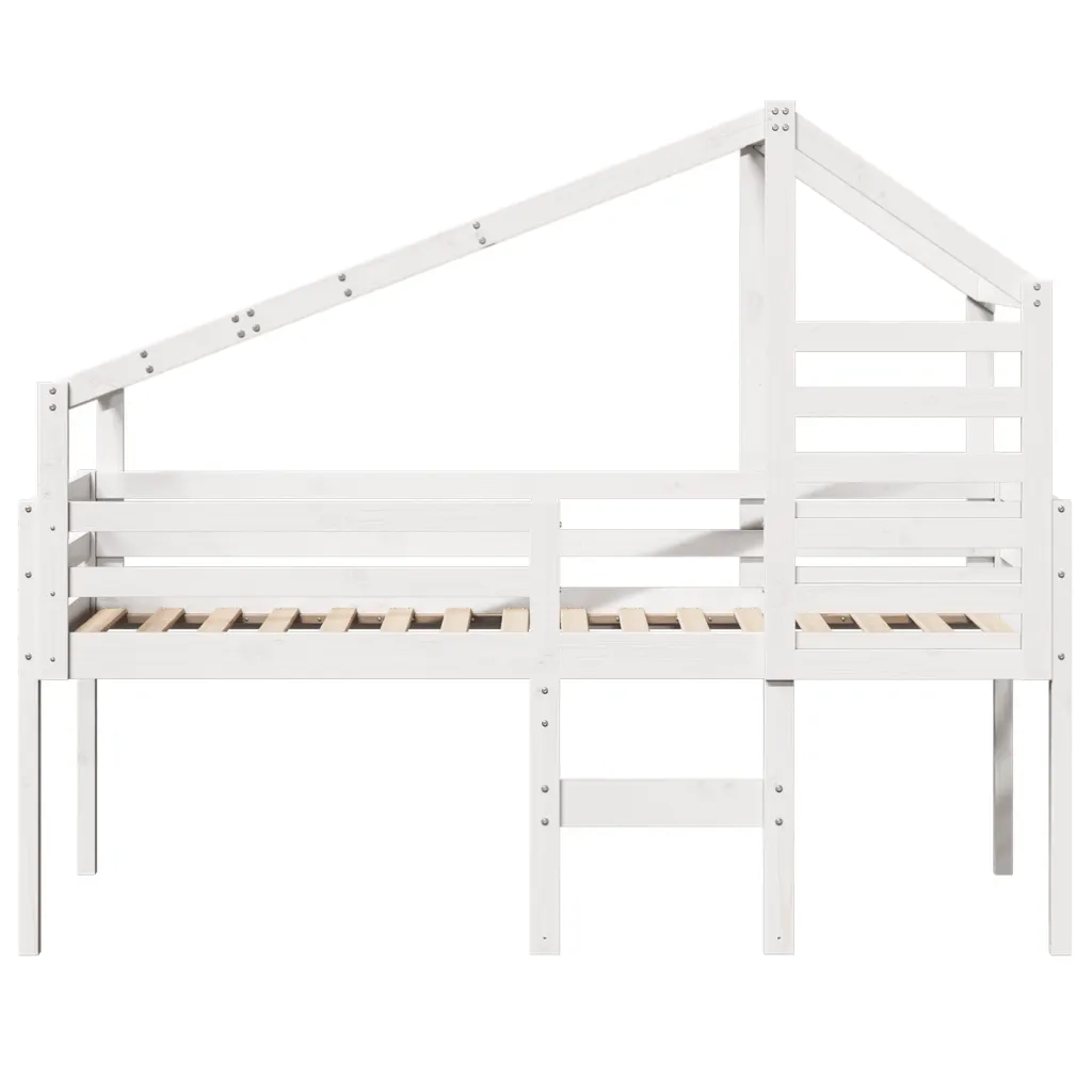 Letto a Soppalco con Tetto Bianco 75x190 cm in Legno di Pino 3281984