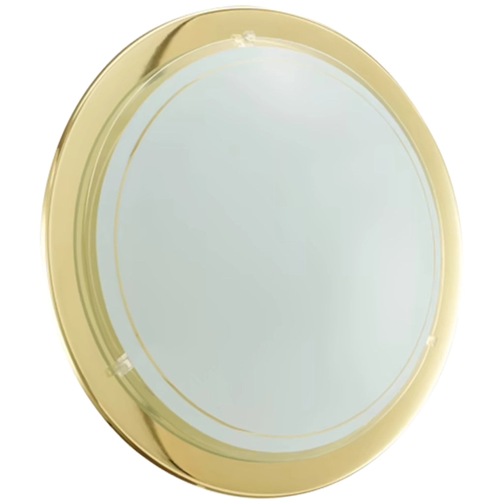 Plafoniera-Applique Contemporanea Planet 1 Acciaio Ottone Vetro Bianco E27