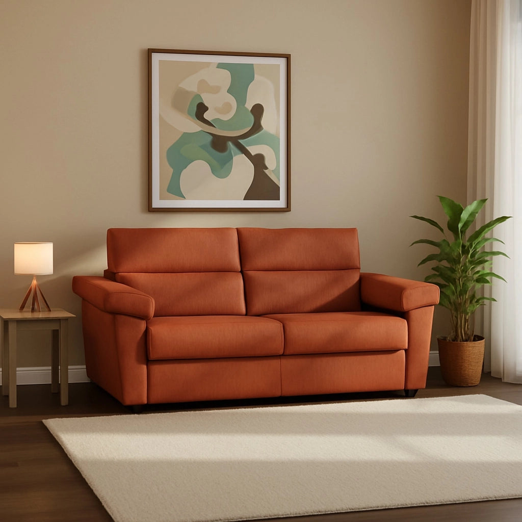 Salorno, Divano Letto 2 Posti Sfoderabile Made in Italy, 185x95 cm Arancione