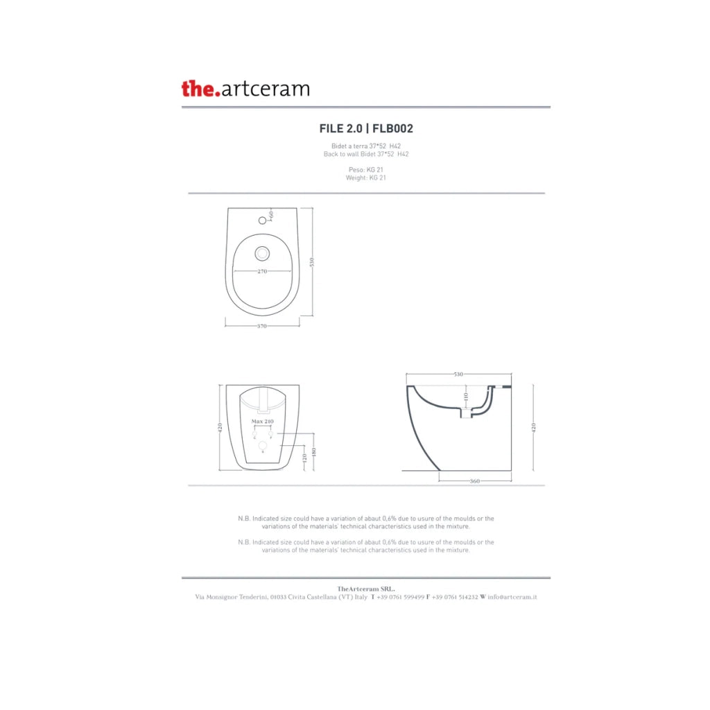 Bidet Da Terra The ArtCeram Bianco Lucido "File 2.0"
