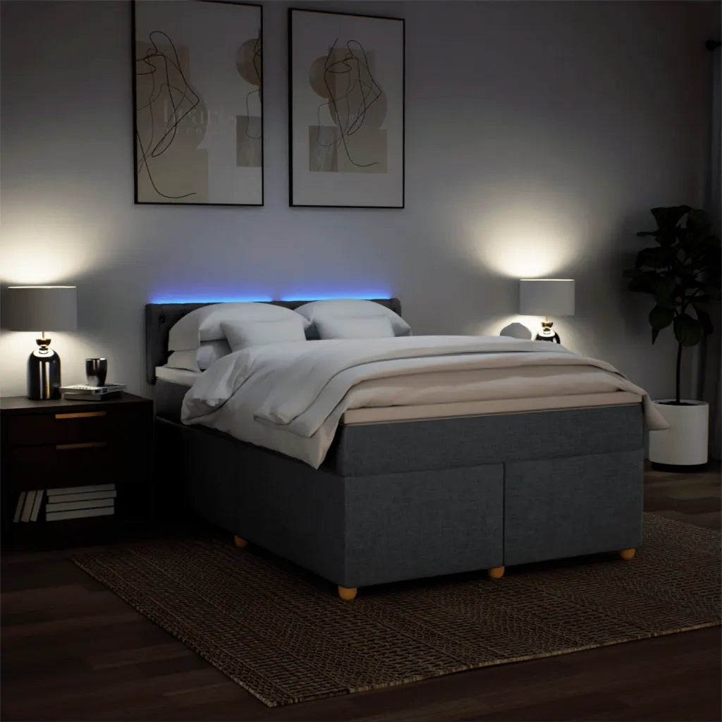 Giroletto a Molle con Materasso Grigio Scuro 140x200cm Tessuto