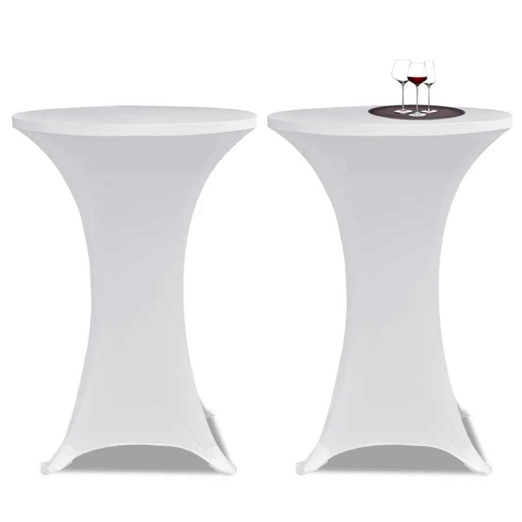 Copritavolo ?80 cm Bianco Tessuto elasticizzato 2 pezzi CFW5664421