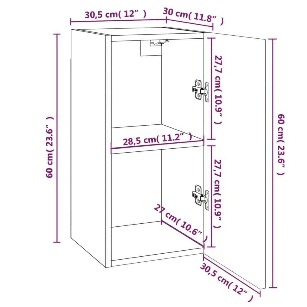 Mobile TV multimediale scaffale TV credenza mobile TV sala da pranzo soggiorno camera da letto rovere affumicato 30,5 x 30 x 60 cm legno ingegnerizzato marrone 02_0027371
