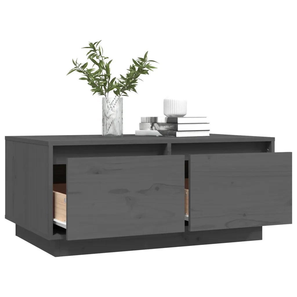 Tavolino da Salotto Grigio 80x50x35 cm Legno Massello di Pino 814441