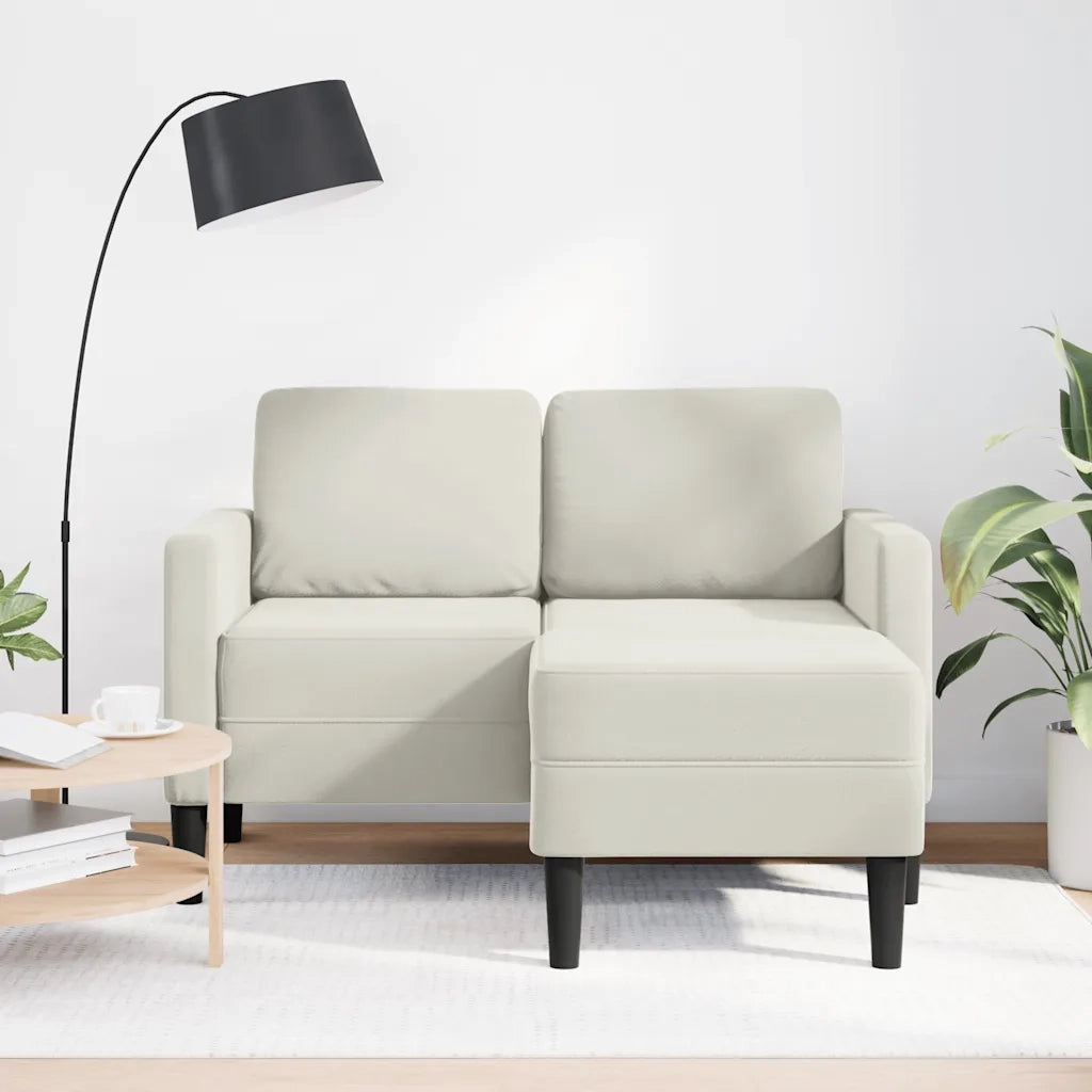 Divano 2 Posti con Chaise longue a L-Sofa 2 Posti con Chaise Crema 125 cm Velluto