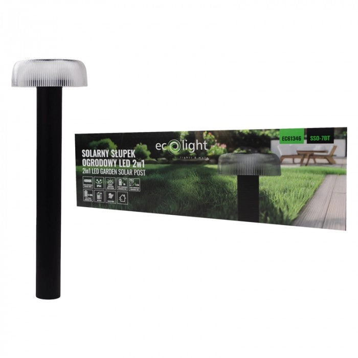 Paletto solare giardino nero 2,5W USB-C sensore Ecolight