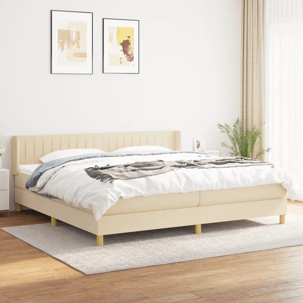 Giroletto a Molle con Materasso Crema 200x200 cm in Tessuto 3130462