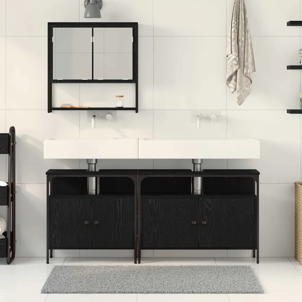 Set di mobili per il bagno 3 pcs Nero Legno multistrato 3334356