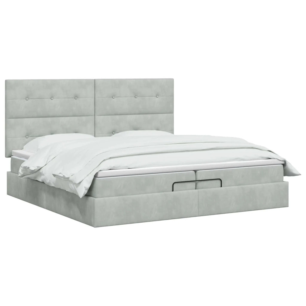Letto ottomano con materasso Grigio Chiaro 200 x 200 cm Velluto 3457743