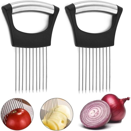 Uienhouder e Snijmachine in Acciaio Inossidabile per Verdure - Gadget da Cucina con Assistente di Taglio - Adatto per Patate, Carote, Pomodori