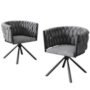Set di 2 sedie girevoli - schienale ergonomico - in velluto - grigio - 62×60×57 cm