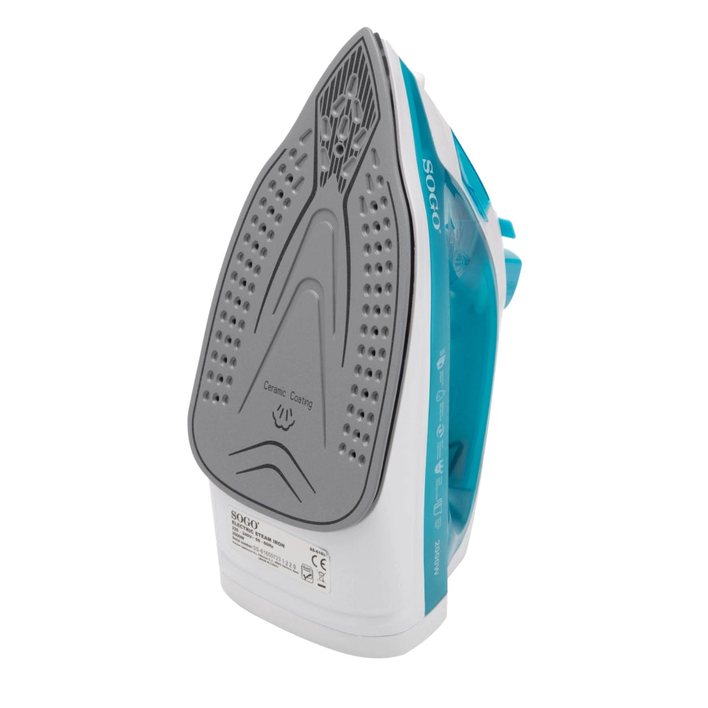 Ferro da stiro a vapore elettrico 2000W, serbatoio 220ml, piastra ceramica, vapore verticale stiratura - SOGO