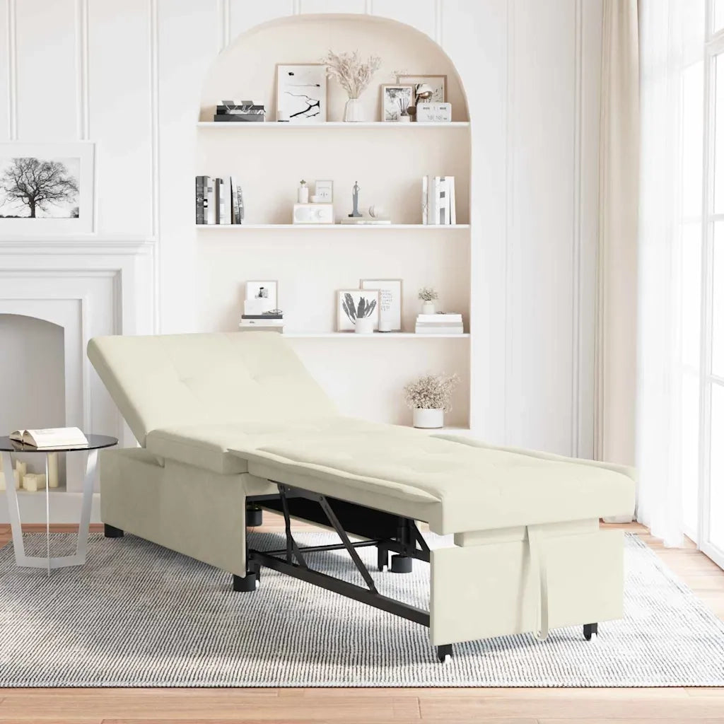 vidaXL Divano Letto Crema 67 x 194 x 38 cm Velluto