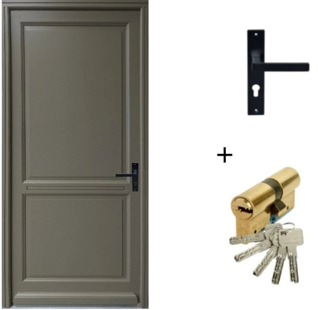Porta D'ingresso In Legno Massello, Elixir, Verde RAL7002, H.215xl.90 p.sinistra + Maniglia E Botte (ref010723NO) Dimensioni Tabella senza maniglia