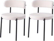 GrandCA HOME Set di 2 Sedie da Pranzo Sedie da Cucina Imbottite con Velluto Teddy, Sedie Moderne per Soggiorno, Cucina, Sala da Pranzo,Bianco