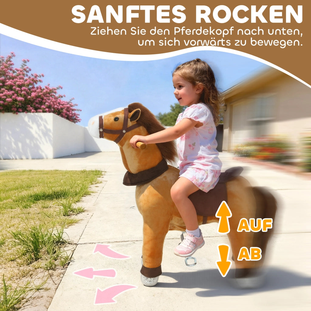 Cavallo a dondolo per bambini ¨C zephmum ¨C Tessuto marrone scuro