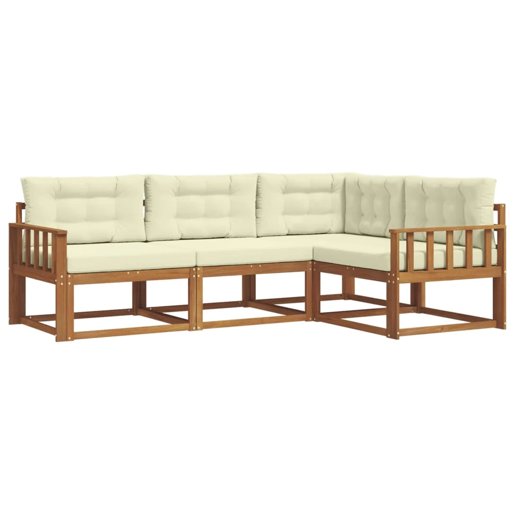 Set di divani da esterno con cuscino 4 pcs Naturale e Crema