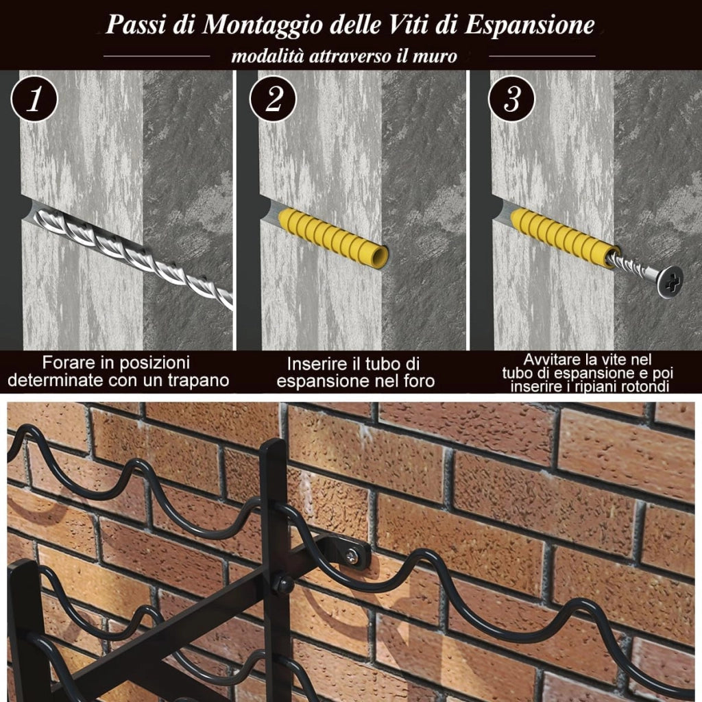Cantina Portabottiglie in Metallo, Scaffale Espositivo per Vino Stabile Senza Oscillazioni, Porta Vino a 10 Ripiani per 100 Bottiglie, per Bar, Cantina e Sala da Pranzo, 98 x 25,5 x 100 cm